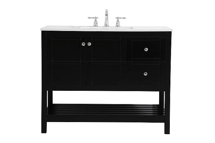 Elegant 42 In. Single Bathroom Vanity in Black VF16442BK