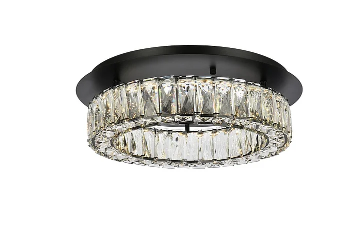Elegant Monroe 18 In. Led Single Flush Mount in Black 3503F18BK