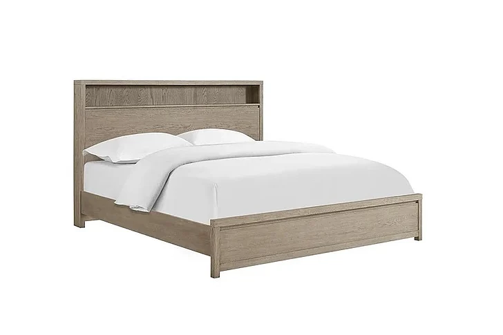 FD Home Oakhurst Queen Bookcase Bed in Aged Natural-Oak