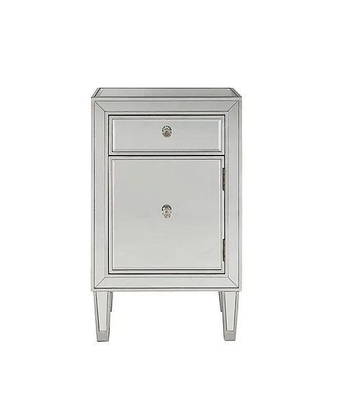 Elegant End Table 1 Drawer 18In. W x 13In. D x 29In. H in Antique Silver Paint MF72035