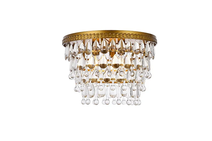 Elegant Nordic 3 Lights Brass Flush Mount 1219F15BR/RC