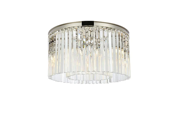 Elegant Sydney 8 Light Polished Nickel Flush Mount Clear Royal Cut Crystal 1208F26PN/RC