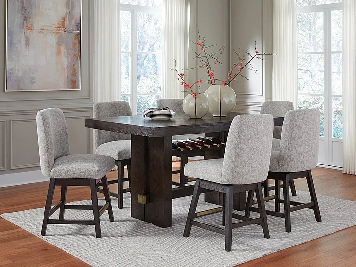 Burkhaus 7-Piece Counter Height Dining Set in Dark Brown