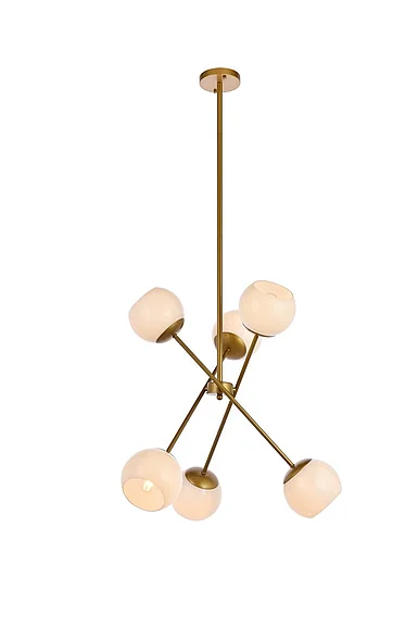 Elegant Axl 24 In. Pendant in Brass with White Shade LD657D24BR CLOSEOUT
