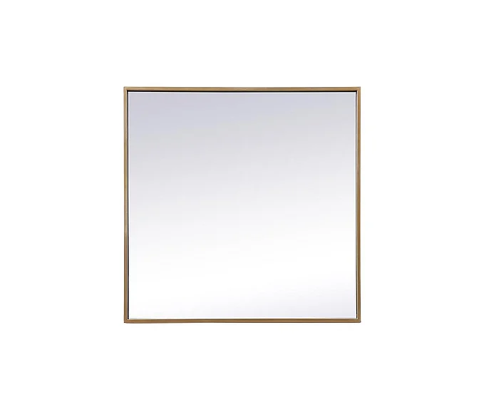 Elegant Metal Frame Square Mirror 24 In. in Brass MR42424BR