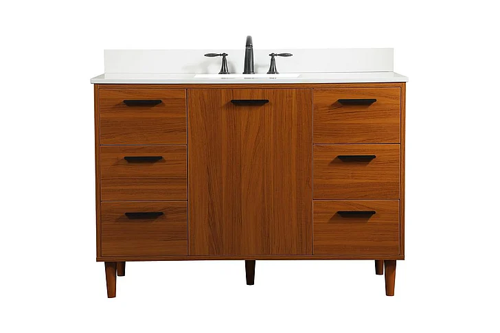 Elegant 48 In. Bathroom Vanity in Teak with Backsplash VF47048MTK-BS