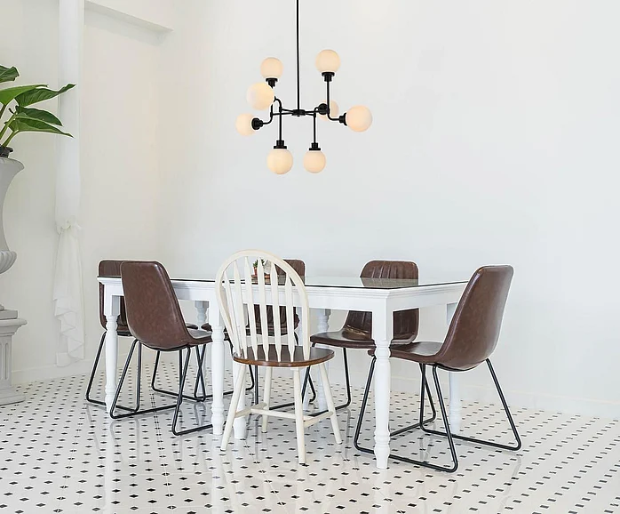 Elegant Hanson 8 Lights Pendant in Black with Frosted Shade LD7038D36BK CLOSEOUT
