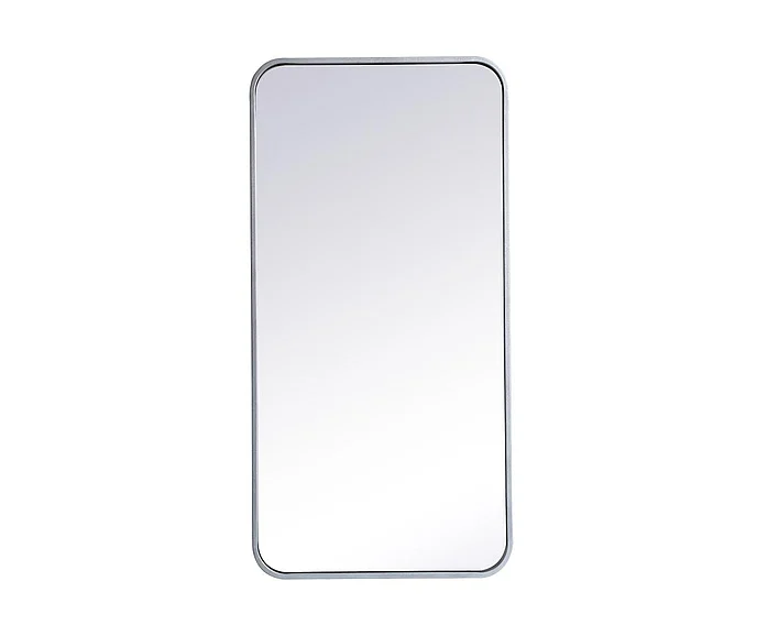 Elegant Soft Corner Metal Rectangular Mirror 18X36 In. in Silver MR801836S