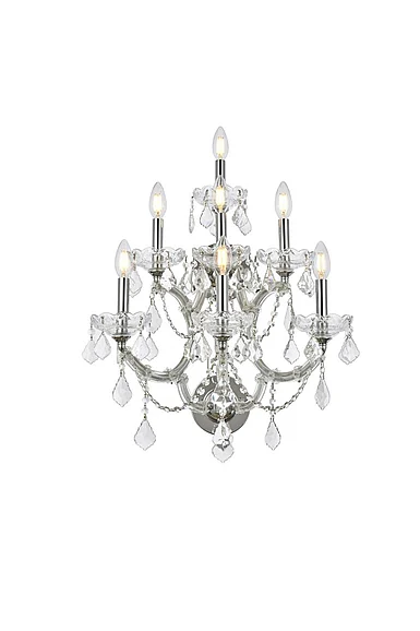 Elegant Maria Theresa 7 Light Chrome Wall Sconce Clear Royal Cut Crystal 2800W7C/RC