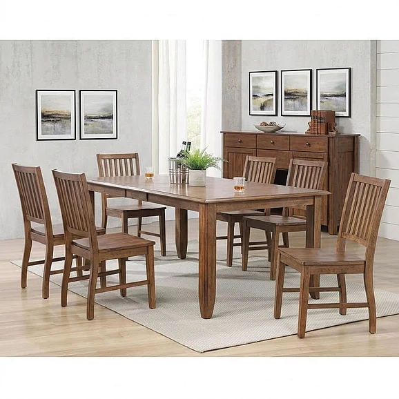 Sunset Trading Amish Brook 7pc Extendable Dining Room Set in Brown
