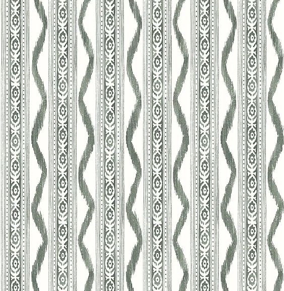 York A-Street Prints Rhys Green IKAT Stripe Wallpaper AST4347