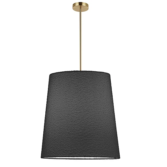 Dainolite Dalia 1 Light Pendant in Aged Brass with Black Boucle Shade DAL-201P-AGB-511