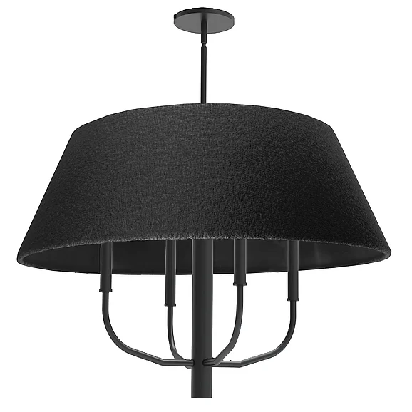 Dainolite Dalia 4 Light Chandelier in Matte Black with Black Boucle Shade DAL-244C-MB-511