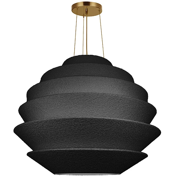 Dainolite Dalia 9 Light Pendant in Aged Brass with Black Boucle Shades DAL-3224P-AGB-511