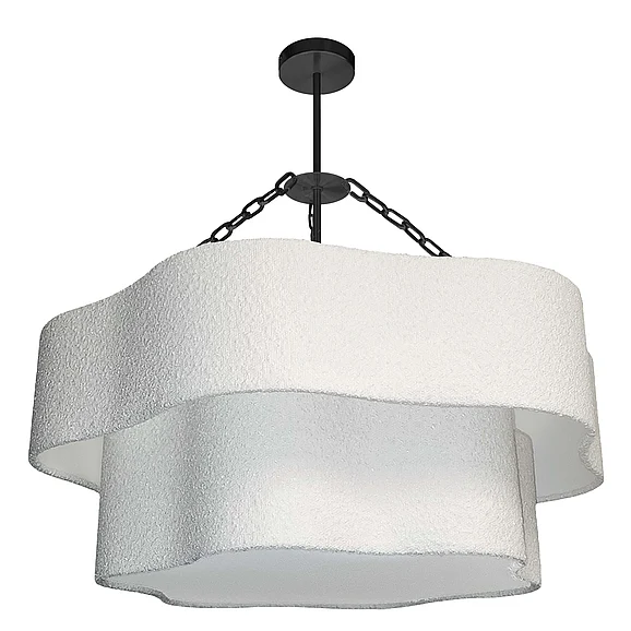 Dainolite Dalia 4 Light 2-Tier Chandelier in Matte Black with White Boucle Shade DAL-324C-MB