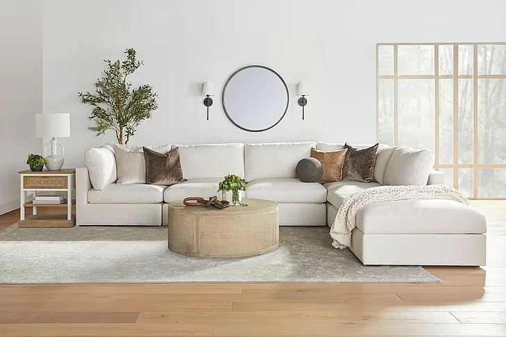 Essentials For Living Daley Modular Sectional in Cream Linen