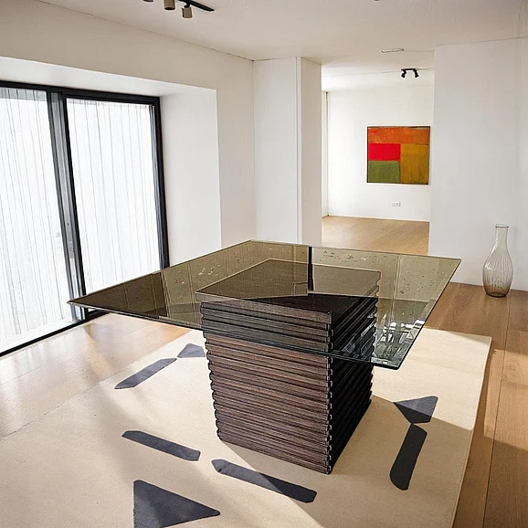 Urban Styles Dallas Glass Table in Walnut/Cappuccino 1440;1441