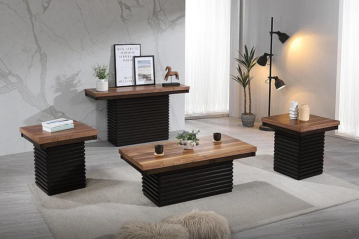 Urban Styles Dallas 3pc Occasional Table Set in Walnut/Cappuccino