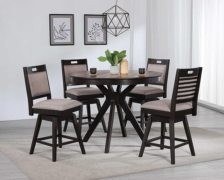 Urban Styles Dallas 5pc Dining Table Set in Walnut/Cappuccino