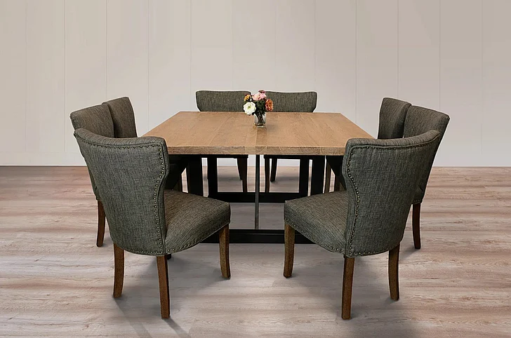 Moti Furniture Logan 60 Inch 9pc Square Dining Set in Natural