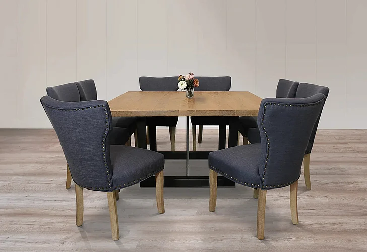 Moti Furniture Logan 60 Inch 9pc Square Dining Set in Natural
