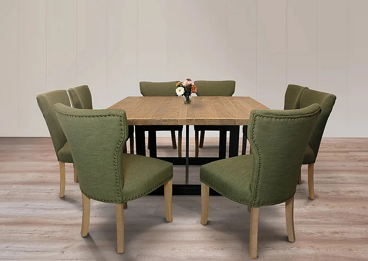 Moti Furniture Logan 60 Inch 9pc Square Dining Set in Natural