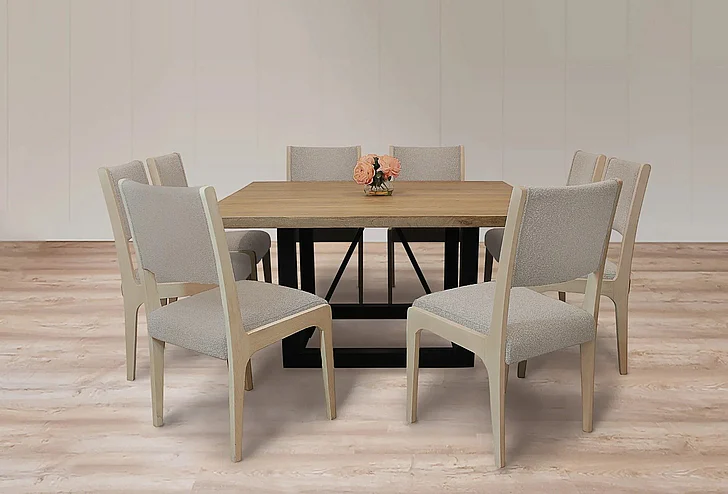 Moti Furniture Logan 60 Inch 9pc Square Dining Set in Natural