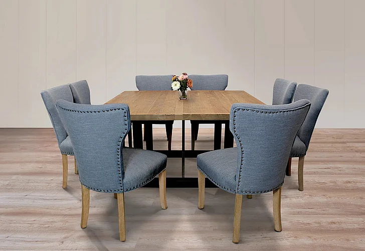Moti Furniture Logan 60 Inch 9pc Square Dining Set in Natural