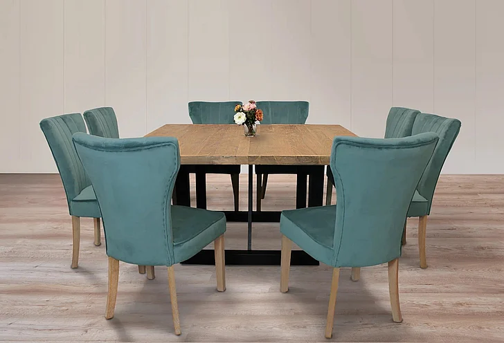 Moti Furniture Logan 60 Inch 9pc Square Dining Set in Natural