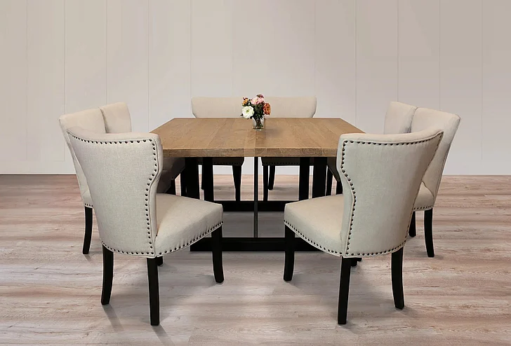 Moti Furniture Logan 60 Inch 9pc Square Dining Set in Natural