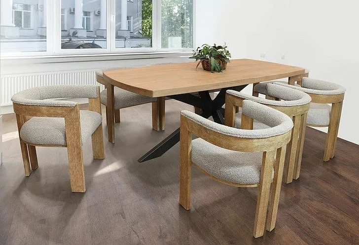 Moti Furniture Logan 9pc Rectangular Dining Set in Natural