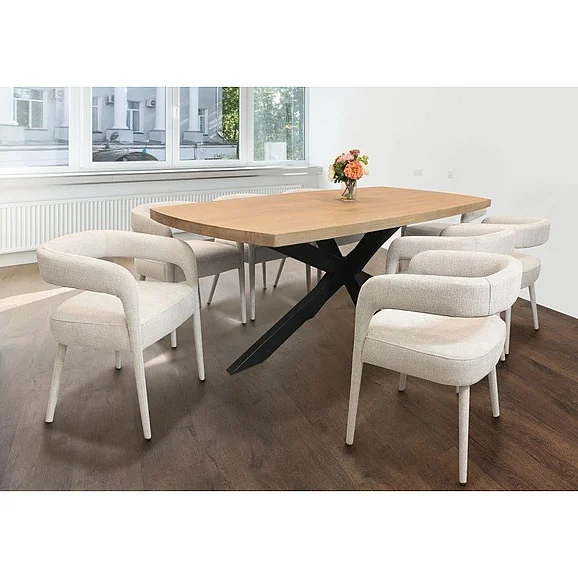 Moti Furniture Logan 9pc Rectangular Dining Set in Natural