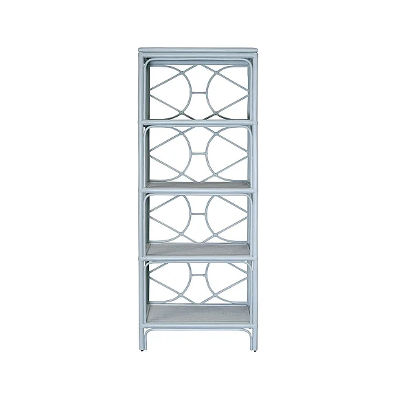 Worlds Away Decorative Back Etagere in Rattan Painted Light Blue DANIELLE LB