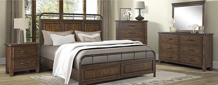 Emma Mason Signature Mariposa 3pc Panel Bedroom Set in Spice Brown
