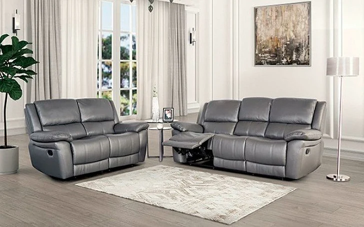 Furniture of America Glarus 2pc Reclining Living Room Set in Dark Gray