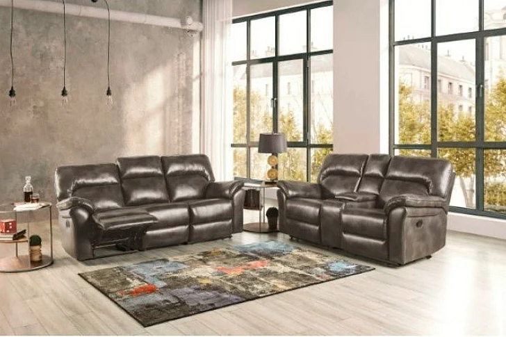 Furniture of America Josias 2pc Reclining Living Room Set in Dark Gray Leatherette