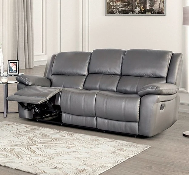 Furniture of America Glarus Manual Reclining Sofa in Dark Gray FM69003DG-SF-M