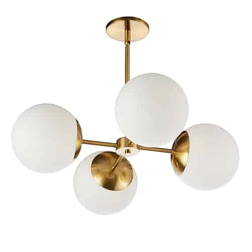 Dainolite 4LT Chandelier, AGB w/ WH Opal Glass DAY-244C-AGB