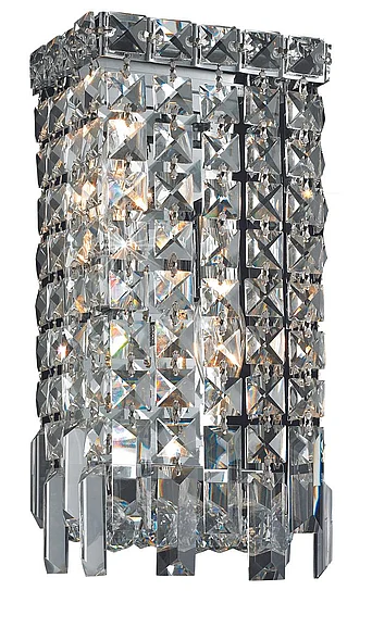 Elegant Maxime 2 Light Chrome Wall Sconce Clear Royal Cut Crystal V2033W6C/RC