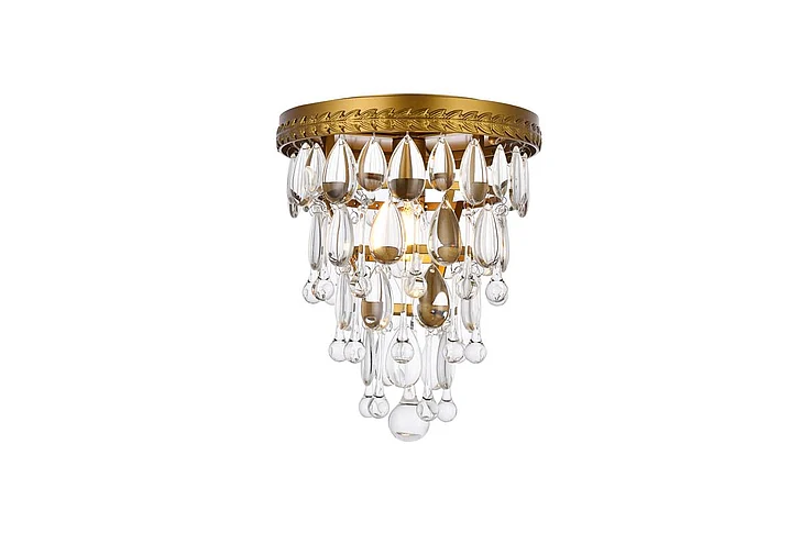 Elegant Nordic 1 Light Brass Flush Mount 1219F9BR/RC
