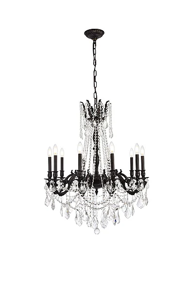 Elegant Rosalia 10 Light Dark Bronze Chandelier Clear Royal Cut Crystal 9210D28DB/RC