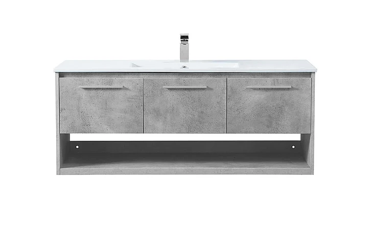 Elegant 48 In. Single Bathroom Floating Vanity in Concrete Grey VF43048CG CLOSEOUT