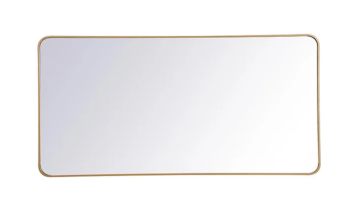 Elegant Soft Corner Metal Rectangular Mirror 30X60 In. in Brass MR803060BR