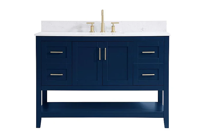 Elegant 48 In. Single Bathroom Vanity in Blue with Backsplash VF16048BL-BS