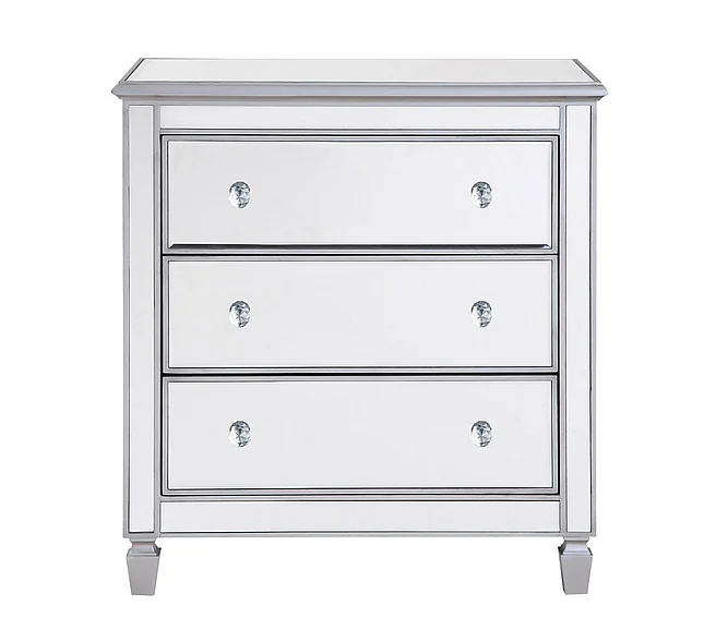 Elegant 3 Drawer Bedside Cabinet 33 In.X 18 In.X 32 In. in Silver Paint MF6-1019S