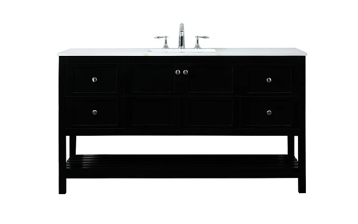 Elegant 60 In. Single Bathroom Vanity in Black VF16460BK