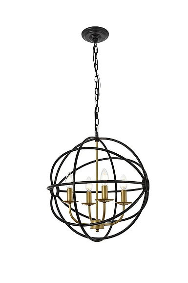 Elegant Octavia 4 Light Brass and Dark Brown Pendant LD4006D18BRD CLOSEOUT