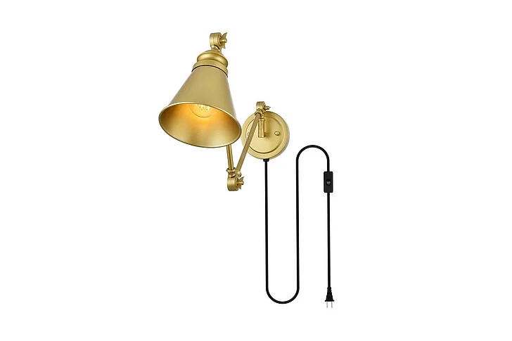 Elegant Van 1 Light Brass Swing Arm Plug in Wall Sconce LD7328W6BRA CLOSEOUT