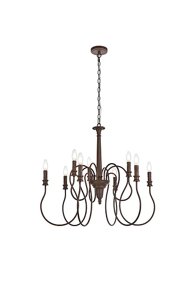 Elegant Flynx 9 Lights Pendant in Weathered Oak LD7045D30WOK CLOSEOUT
