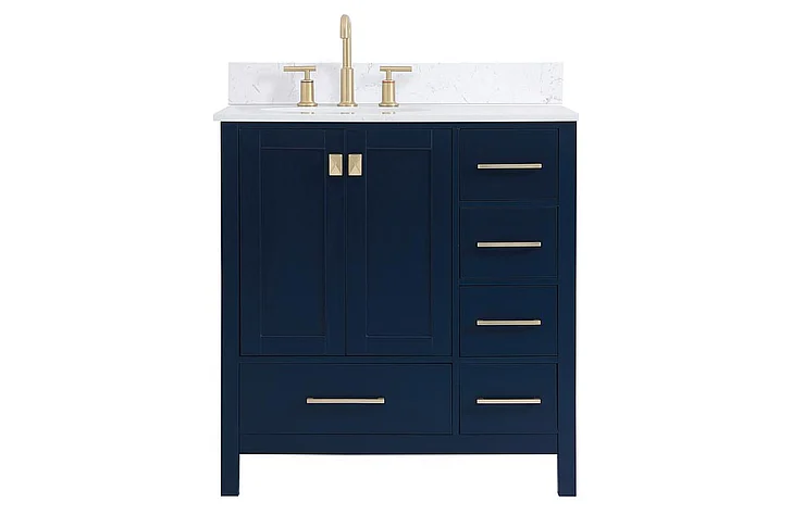 Elegant 32 In. Single Bathroom Vanity in Blue with Backsplash VF18832BL-BS
